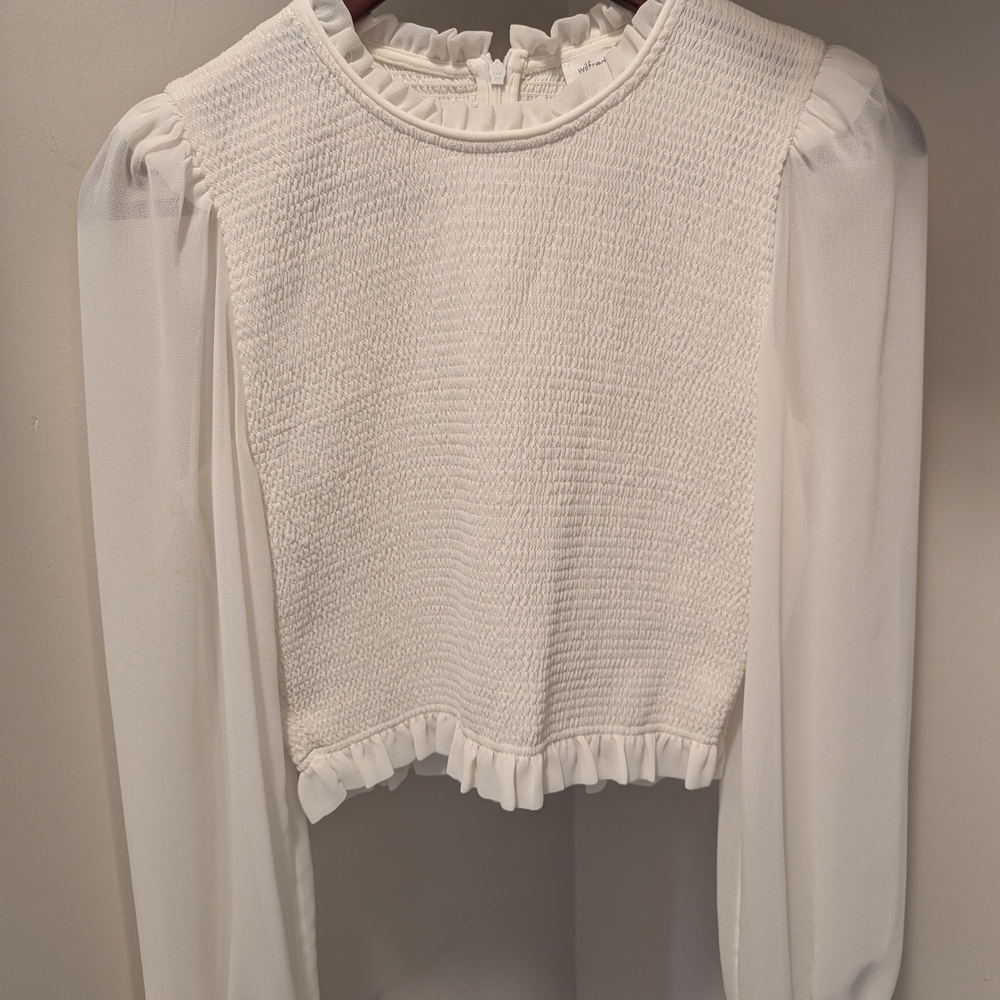 Elegant White Smocked Women's Top